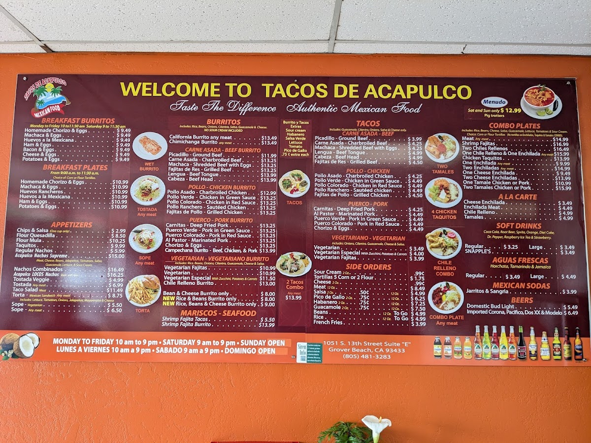 Tacos De Acapulco Grover Beach Menu - Image 1